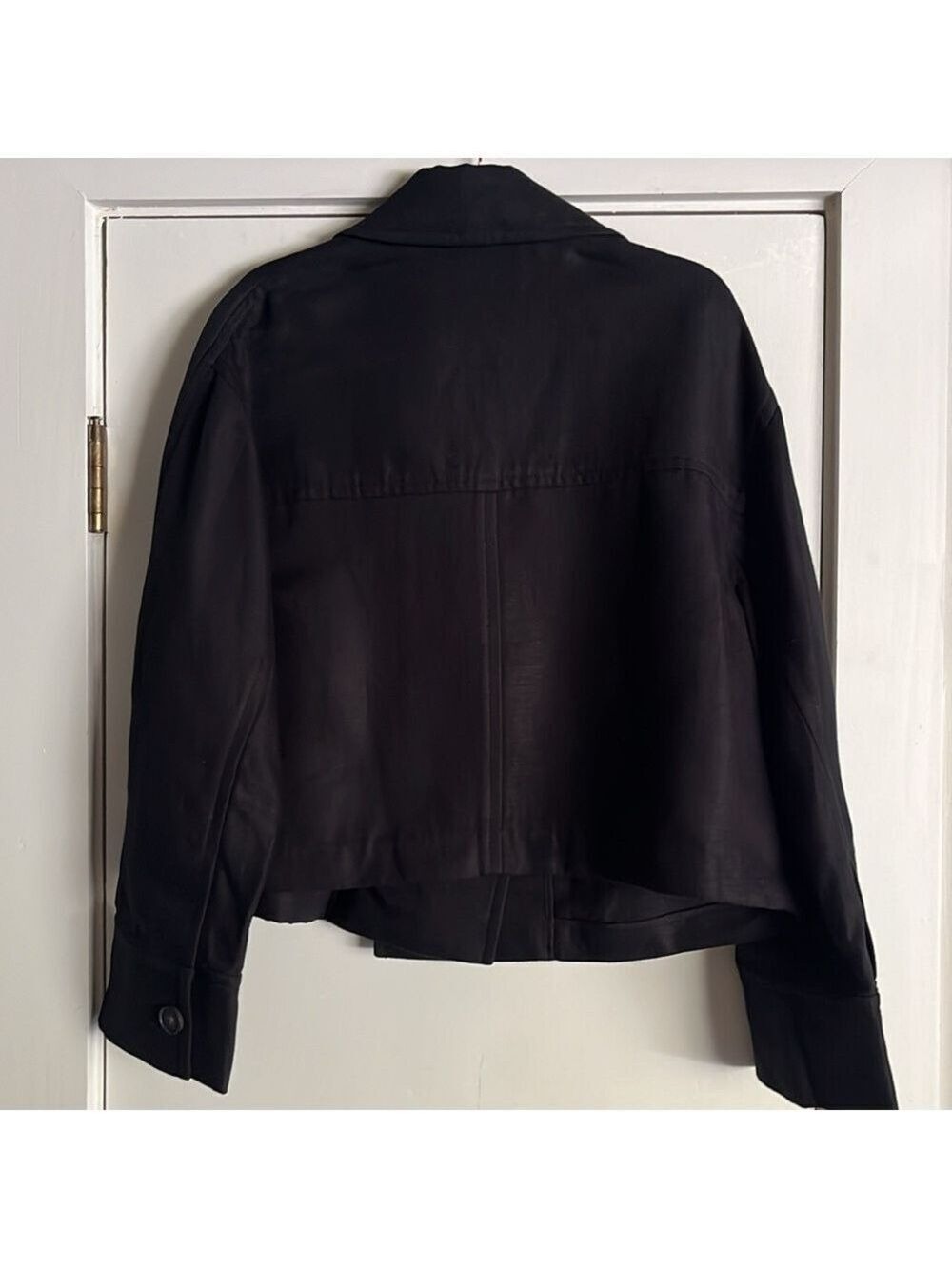Vince Oversized Cropped Cotton Blend Blazer Jacket in Black Size XL - Picture 5 of 10